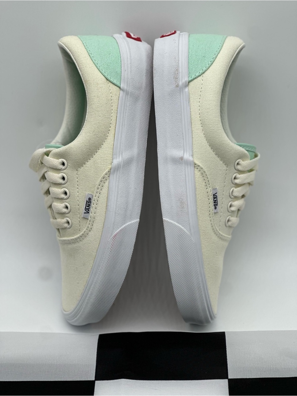 Vans Cream Canvas Sneakers with Mint Green Lining - Picture 8 of 10